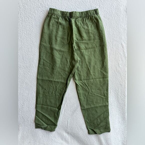 ZARA Women's Linen Olive Green Trousers Pants Size medium - Picture 4 of 11